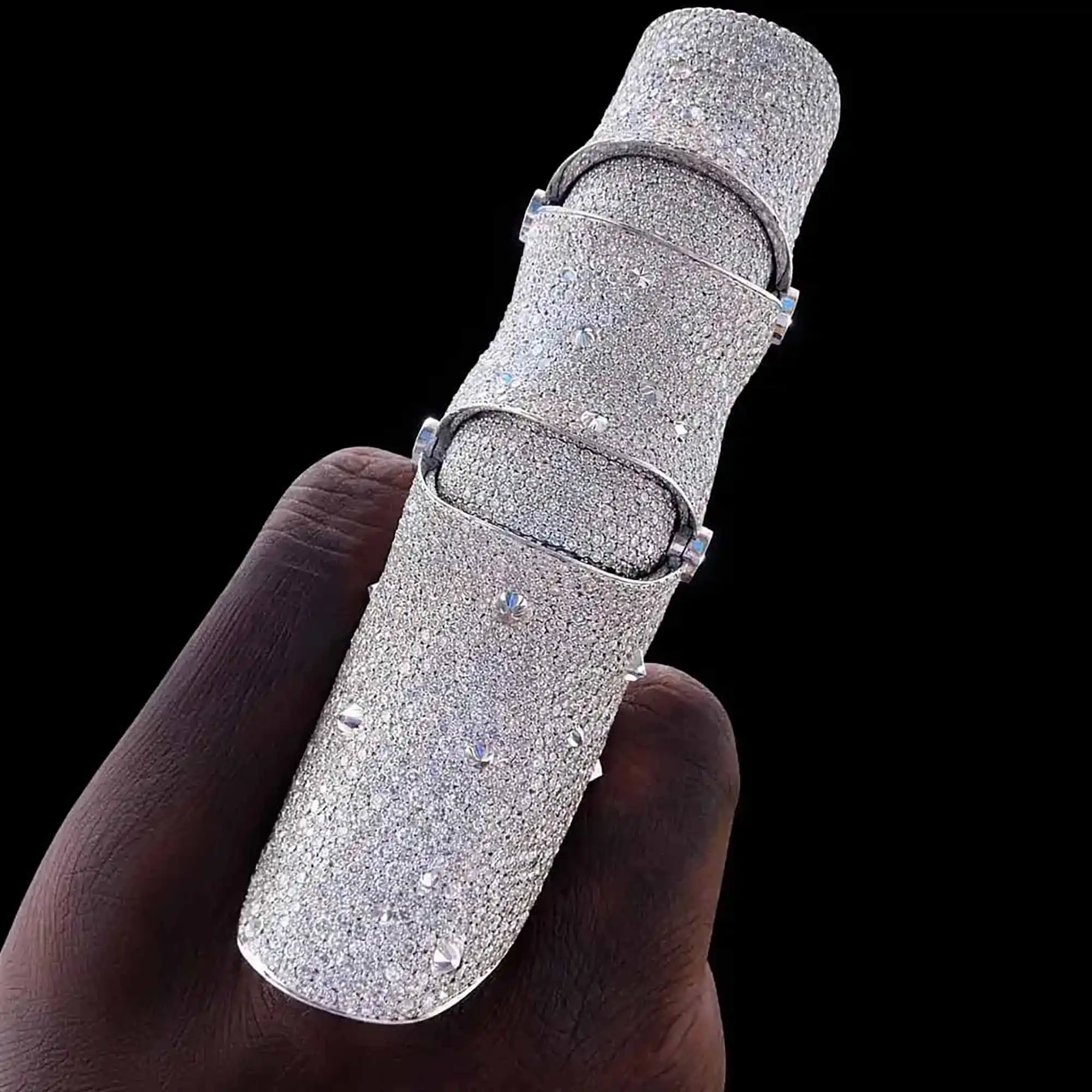 Rick Ross Inspired Full-Finger Articulated Armor Ring | 925 Sterling Silver | VVS1 Moissanite Diamond | Hip Hop Statement Jewelry 3 rick ross one million dollar finger