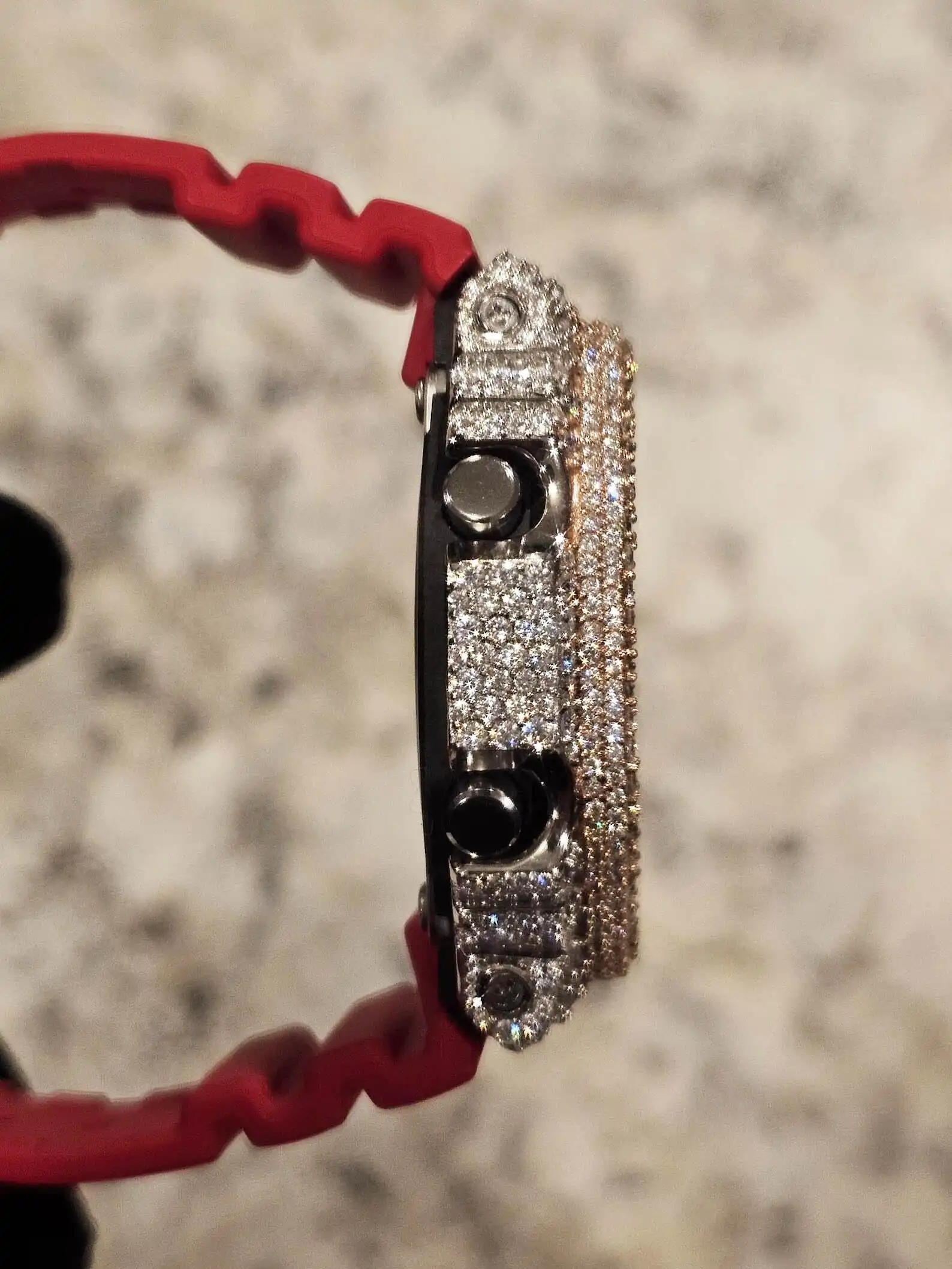 IcedJewelz "Crimson Frost" Custom Octagon Digital – Two-Tone VVS1 Moissanite Edition 7 IcedJewelz "Crimson Frost" Custom Octagon Digital – Two-Tone VVS1 Moissanite Edition - Image 7