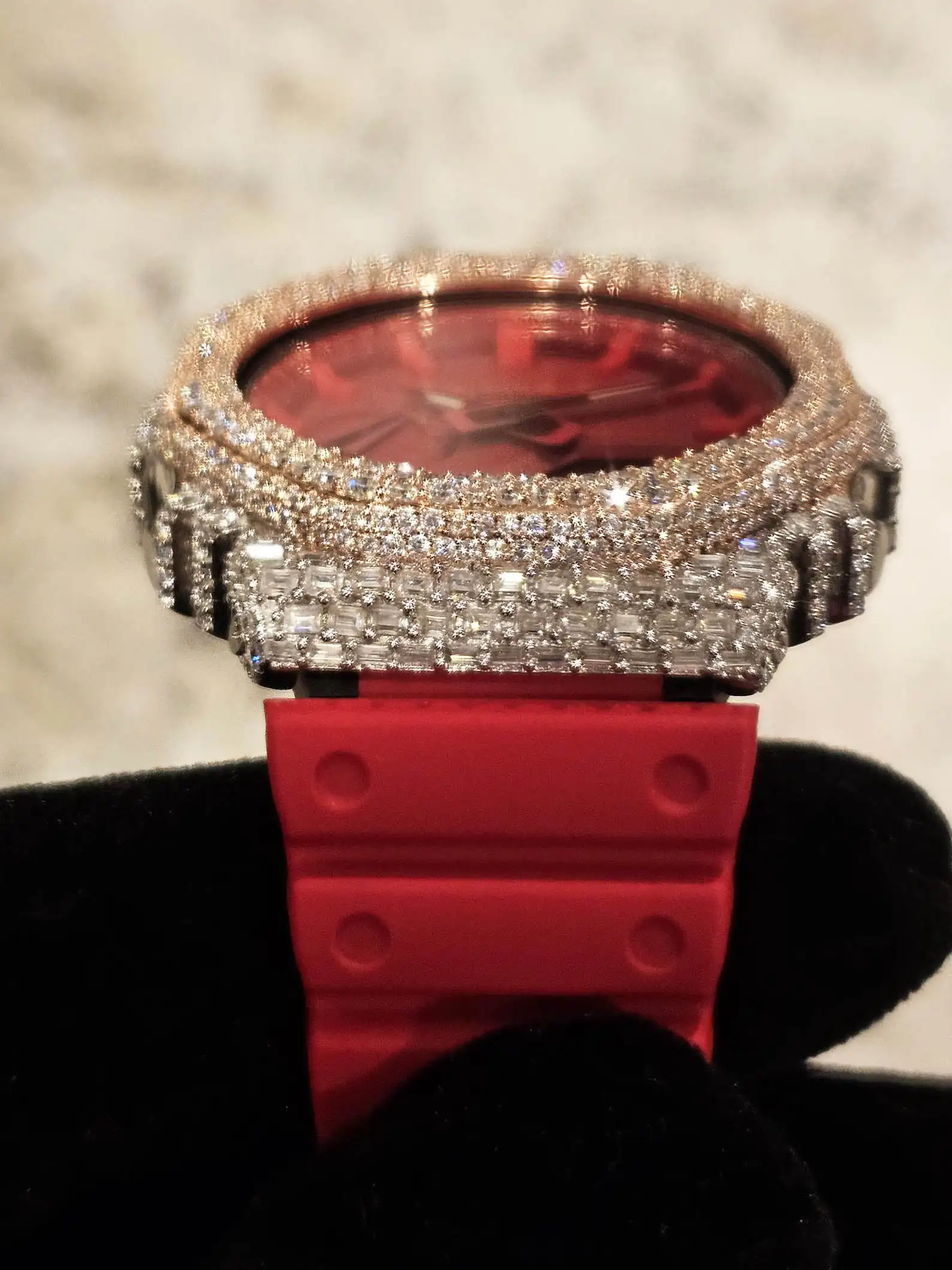 IcedJewelz "Crimson Frost" Custom Octagon Digital – Two-Tone VVS1 Moissanite Edition 4 IcedJewelz "Crimson Frost" Custom Octagon Digital – Two-Tone VVS1 Moissanite Edition - Image 4