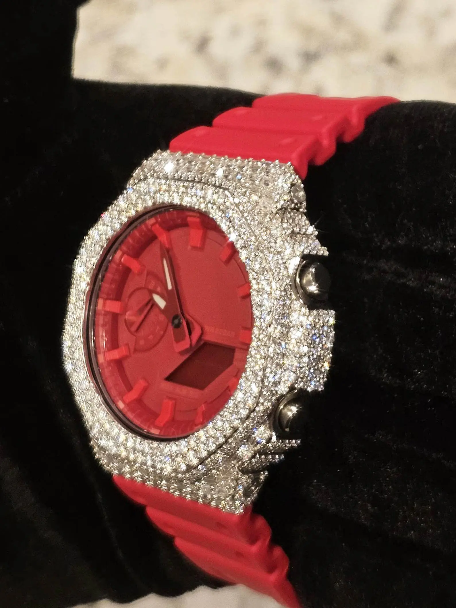 IcedJewelz "Crimson Frost" Custom Octagon Digital – Two-Tone VVS1 Moissanite Edition 2 IcedJewelz "Crimson Frost" Custom Octagon Digital – Two-Tone VVS1 Moissanite Edition - Image 2