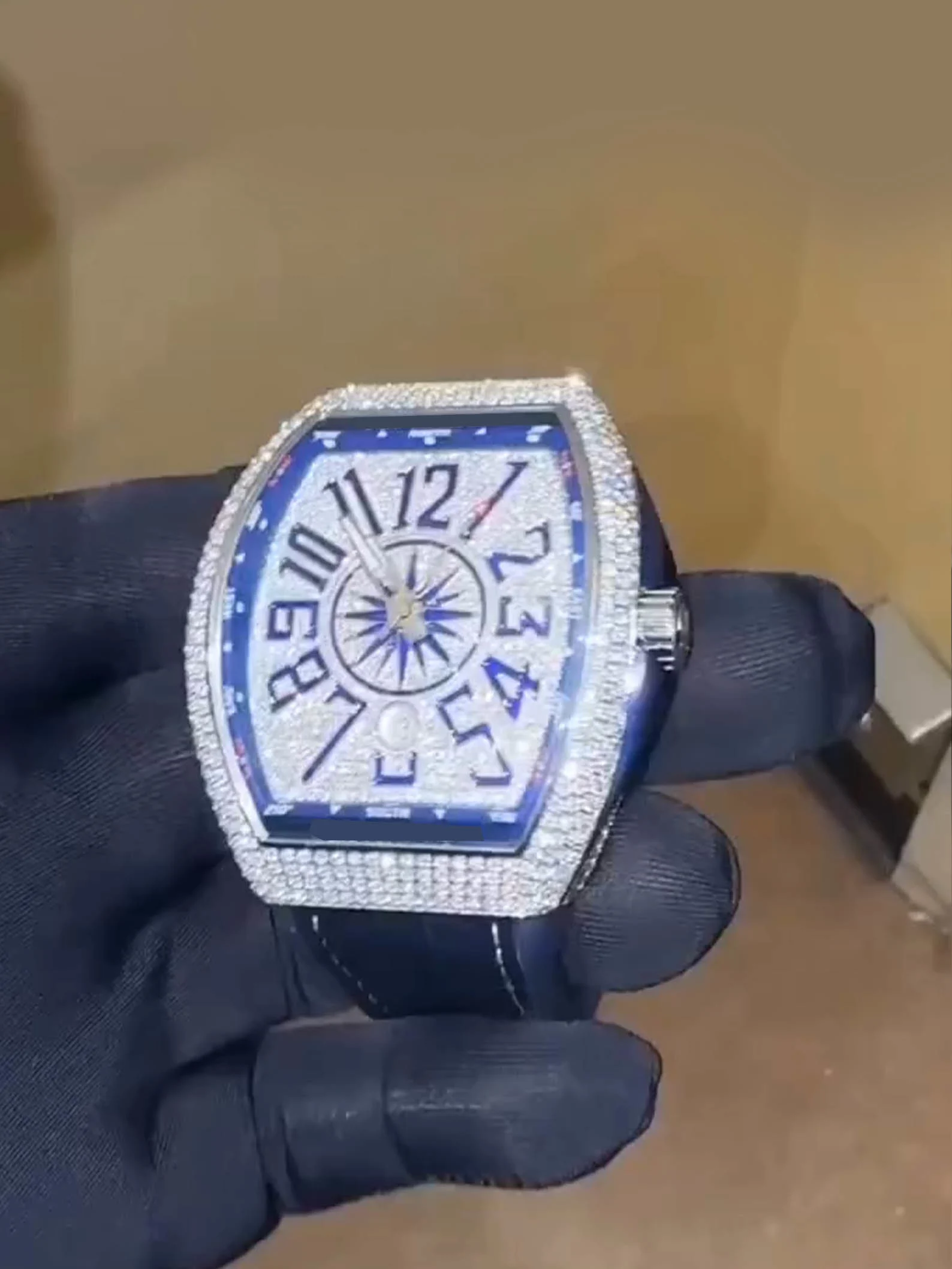 VVS1 Moissanite "Blue Vanguard" Tonneau Custom Watch 2 "Blue Vanguard"