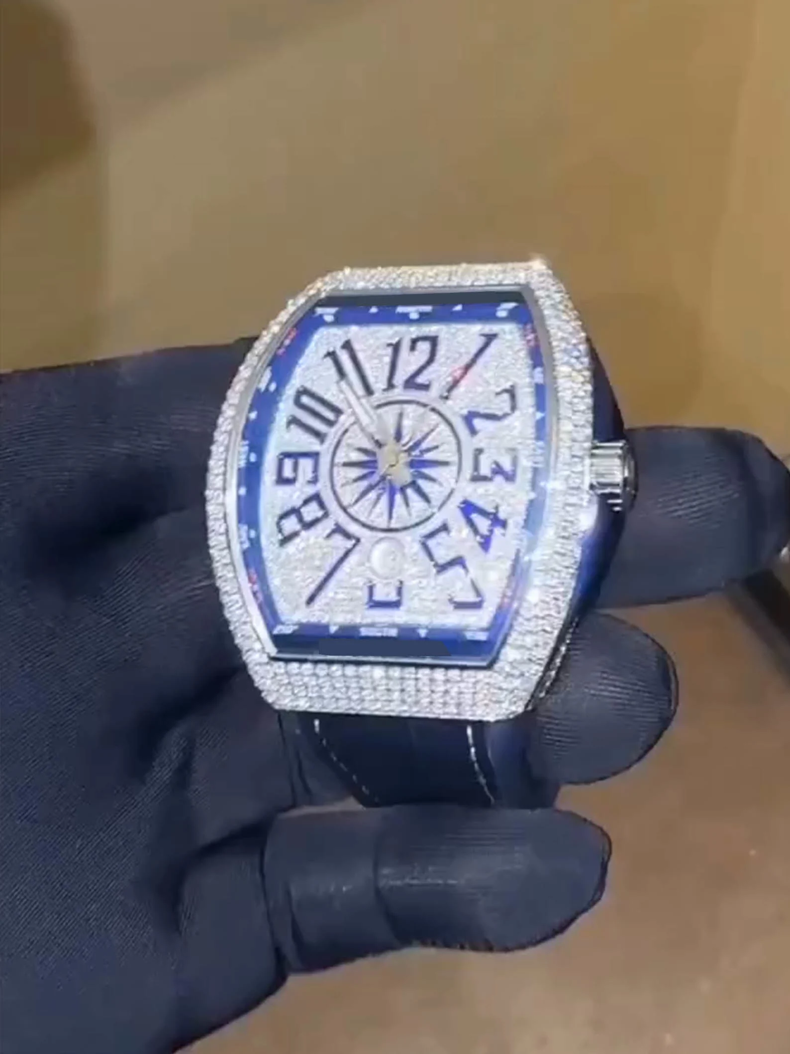 VVS1 Moissanite "Blue Vanguard" Tonneau Custom Watch 3 VVS1 Moissanite "Blue Vanguard" Tonneau Custom Watch - Image 3