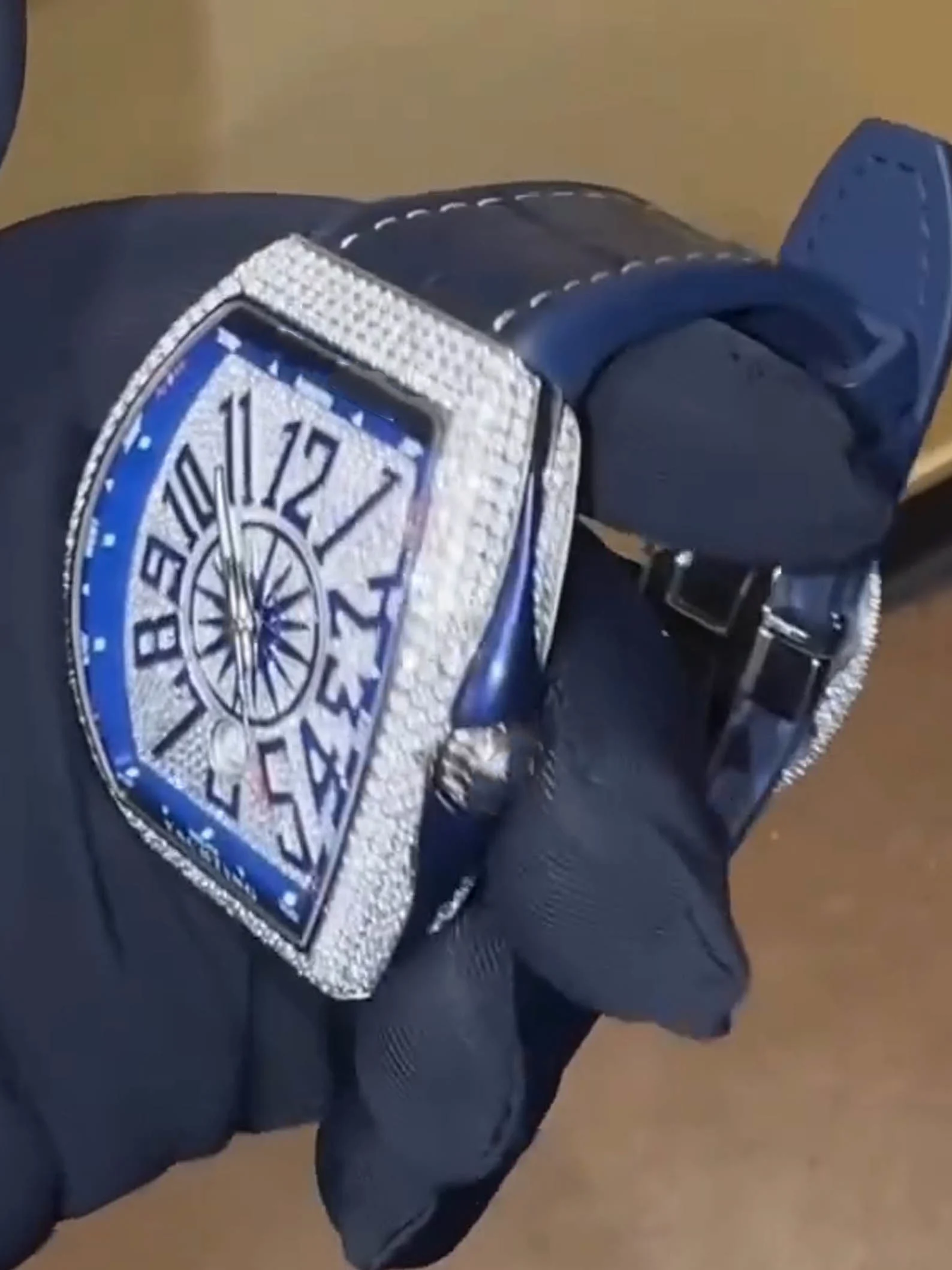 VVS1 Moissanite "Blue Vanguard" Tonneau Custom Watch 4 VVS1 Moissanite "Blue Vanguard" Tonneau Custom Watch - Image 4