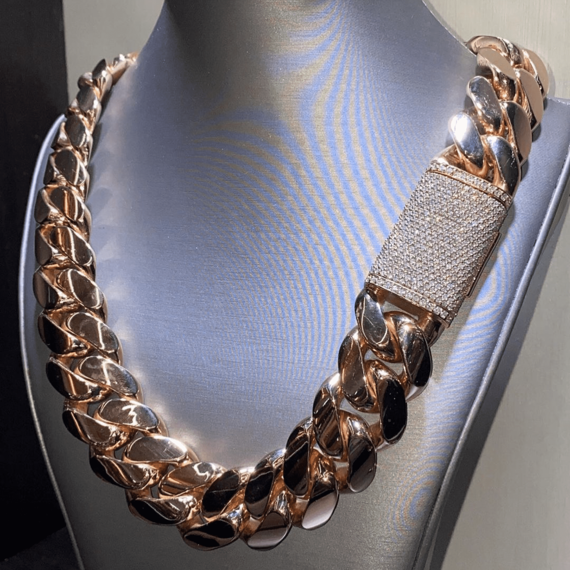 Gold Plated Men’s Silver Diamond Iced Out Cuban Link Moissanite Chains