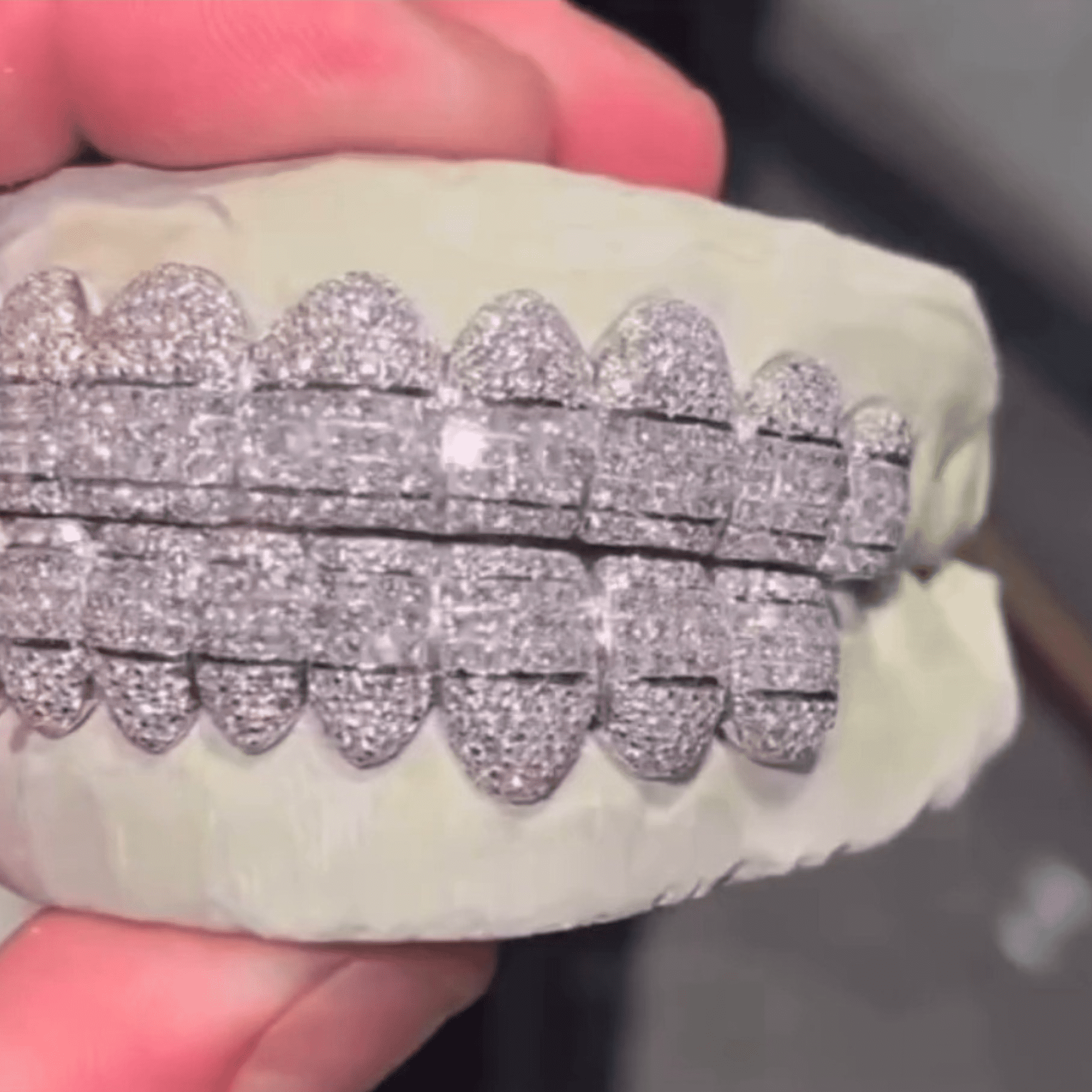 Double Row Iced Out Teeth Grillz – Maximum Shine Custom Fit Mouthpiece - Image 3