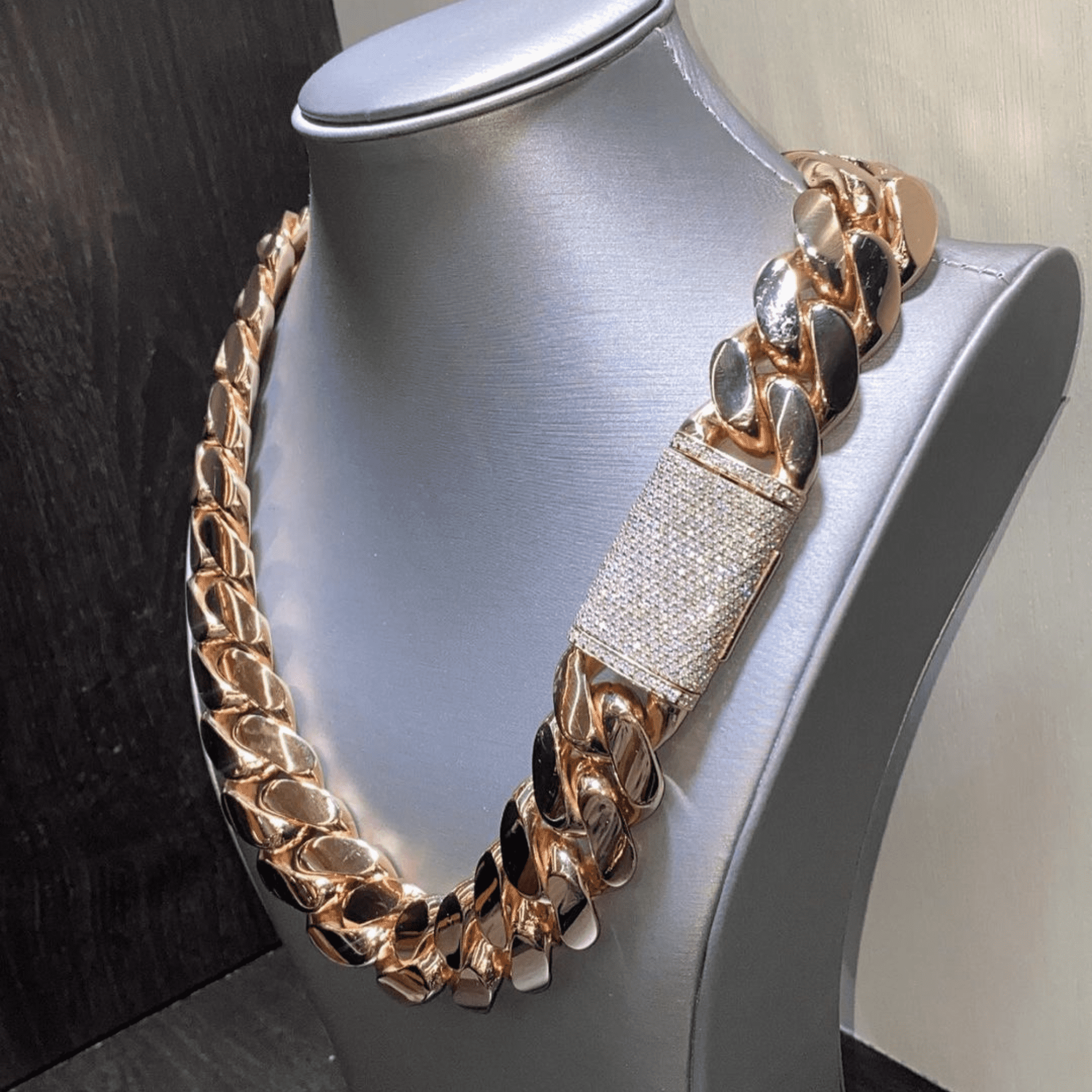 Gold Plated Men’s Silver Diamond Iced Out Cuban Link Moissanite Chains - Image 4