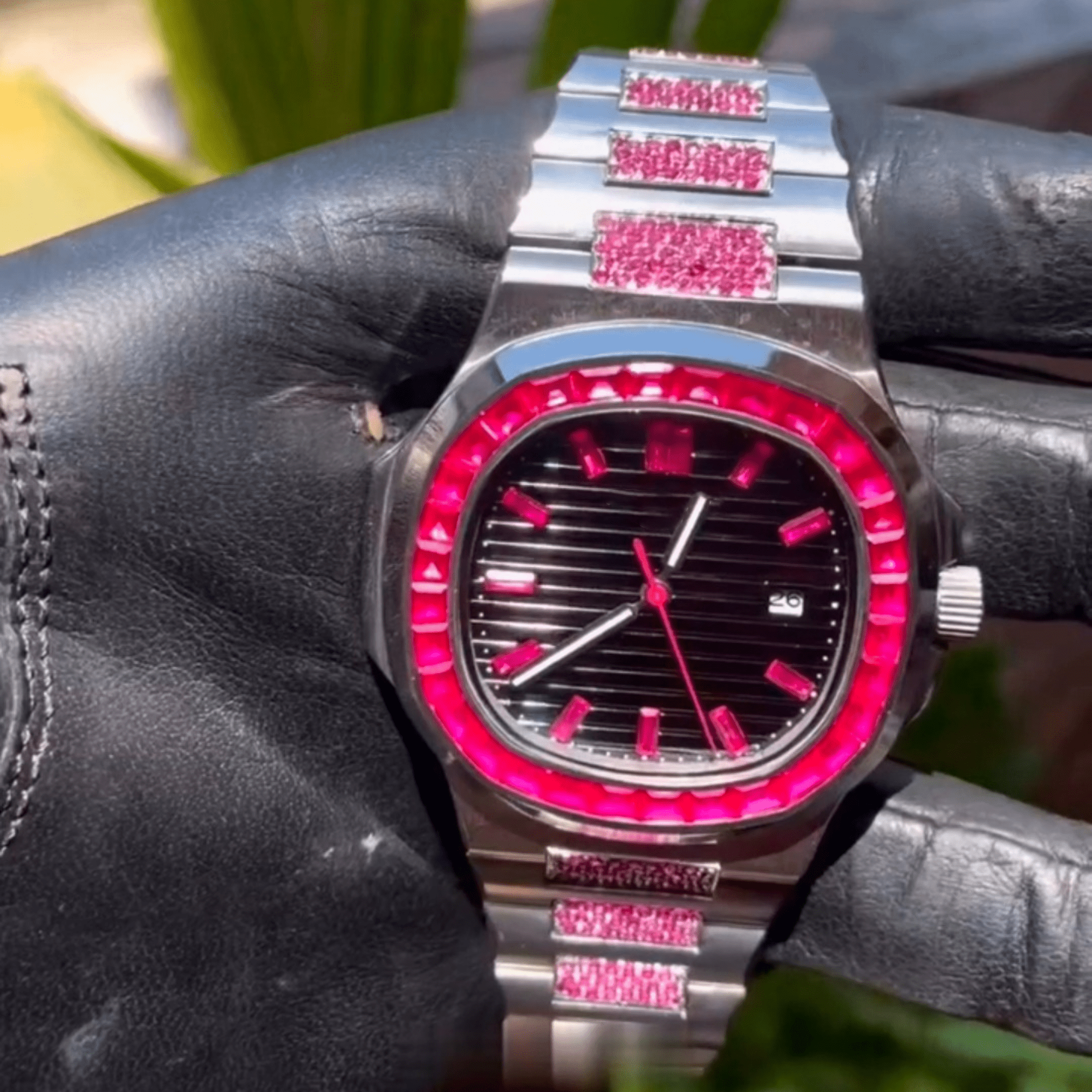 Stylish Bust Down Moissanite Watch With Iced Out Design