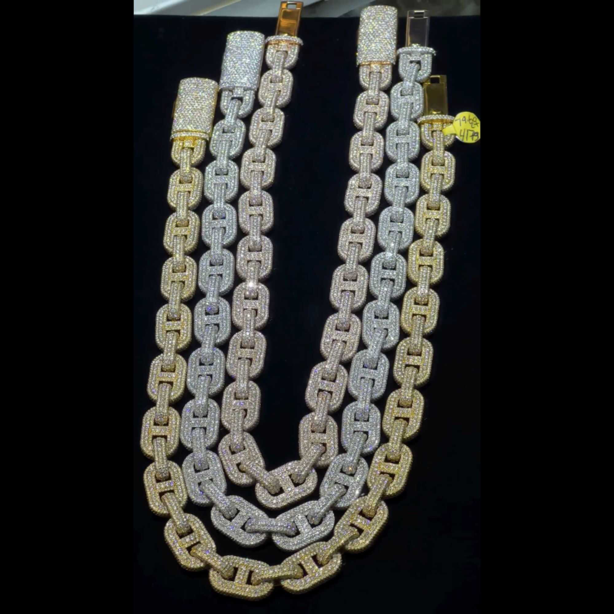 Street Style Silver Diamond Men’s Moissanite Chains Iced Out Cuban Link Chain