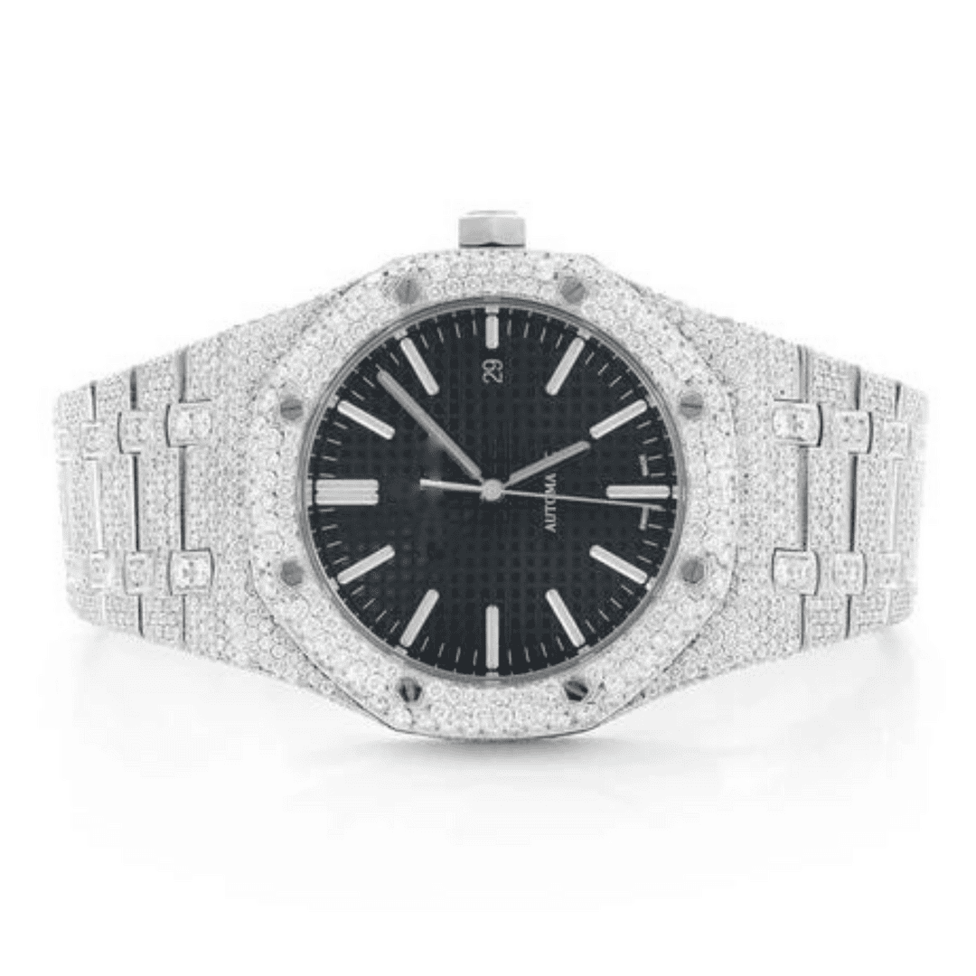 Custom VVS Men's Iced Out Moissanite Watch 1 Custom VVS Men's Iced Out Moissanite Watch