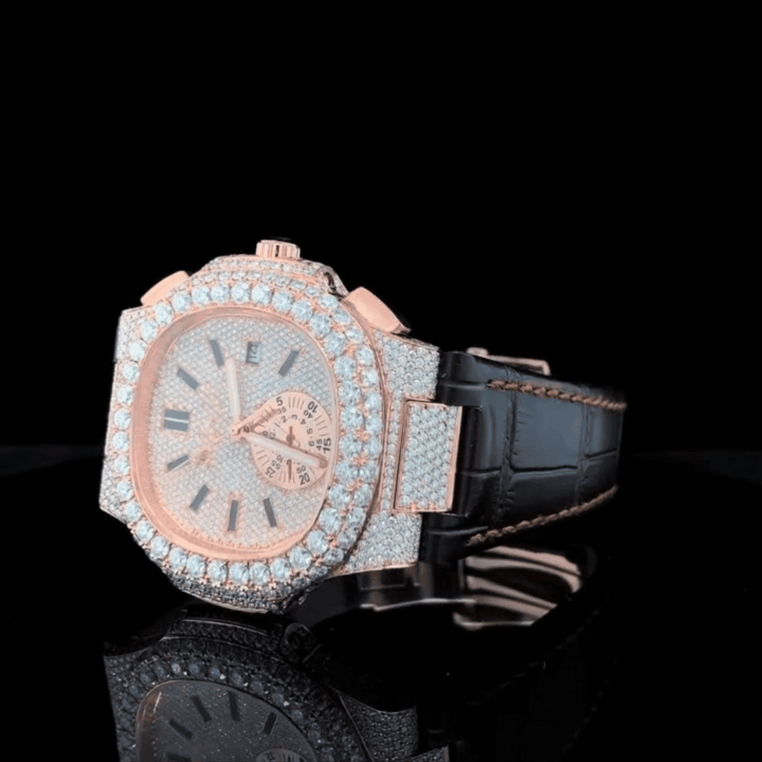 Stylish Iced Out Moissanite Watch with Silicone Comfort 10 Stylish Iced Out Moissanite Watch with Silicone Comfort - Image 10