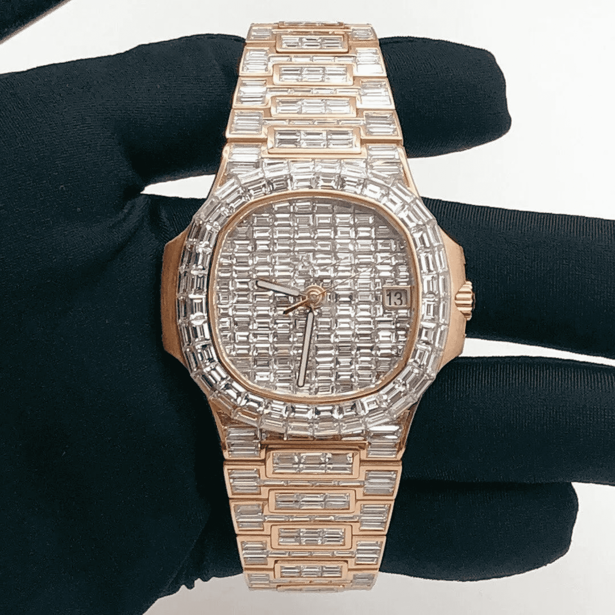 Classic Bust Down Moissanite Automatic Watch 1 Classic Bust Down Moissanite Automatic Watch