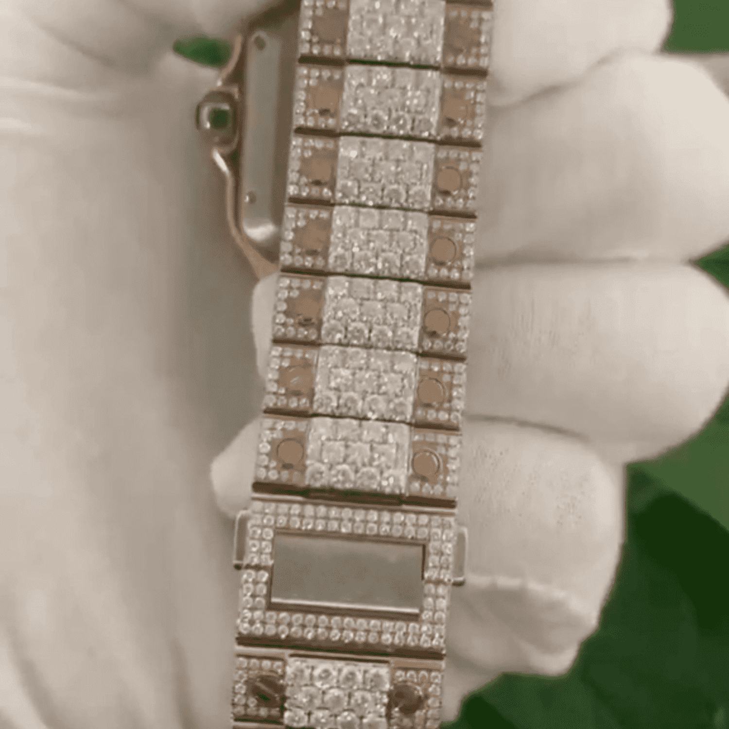IcedJewelz Two-Tone Rose Gold Baguette Arabic Watch – VVS Moissanite Square Bust Down 2 IcedJewelz Two-Tone Rose Gold Baguette Arabic Watch – VVS Moissanite Square Bust Down - Image 2