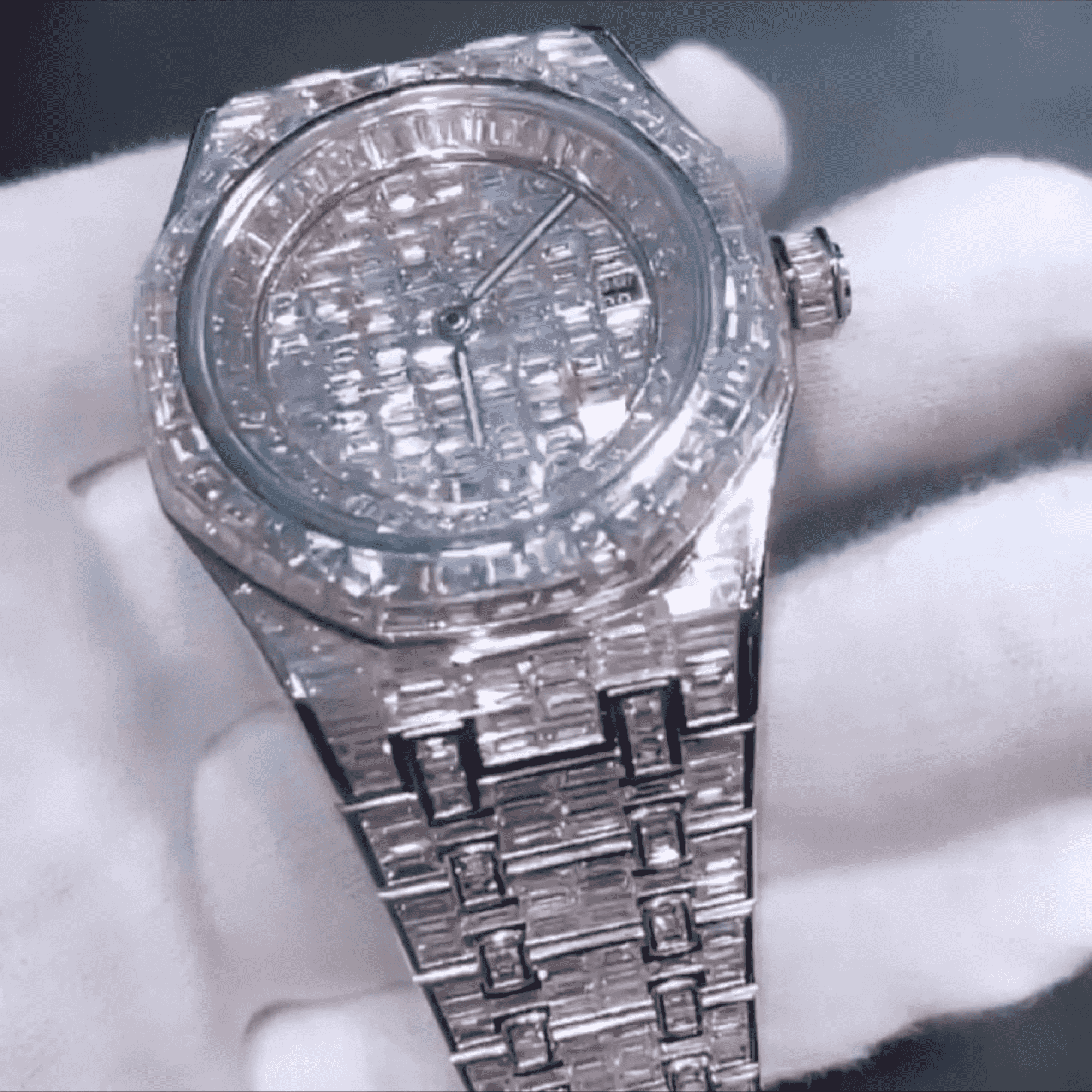 Diamond-Look Moissanite Bust Down Iced Out Watch 2 Diamond-Look Moissanite Bust Down Iced Out Watch - Image 2