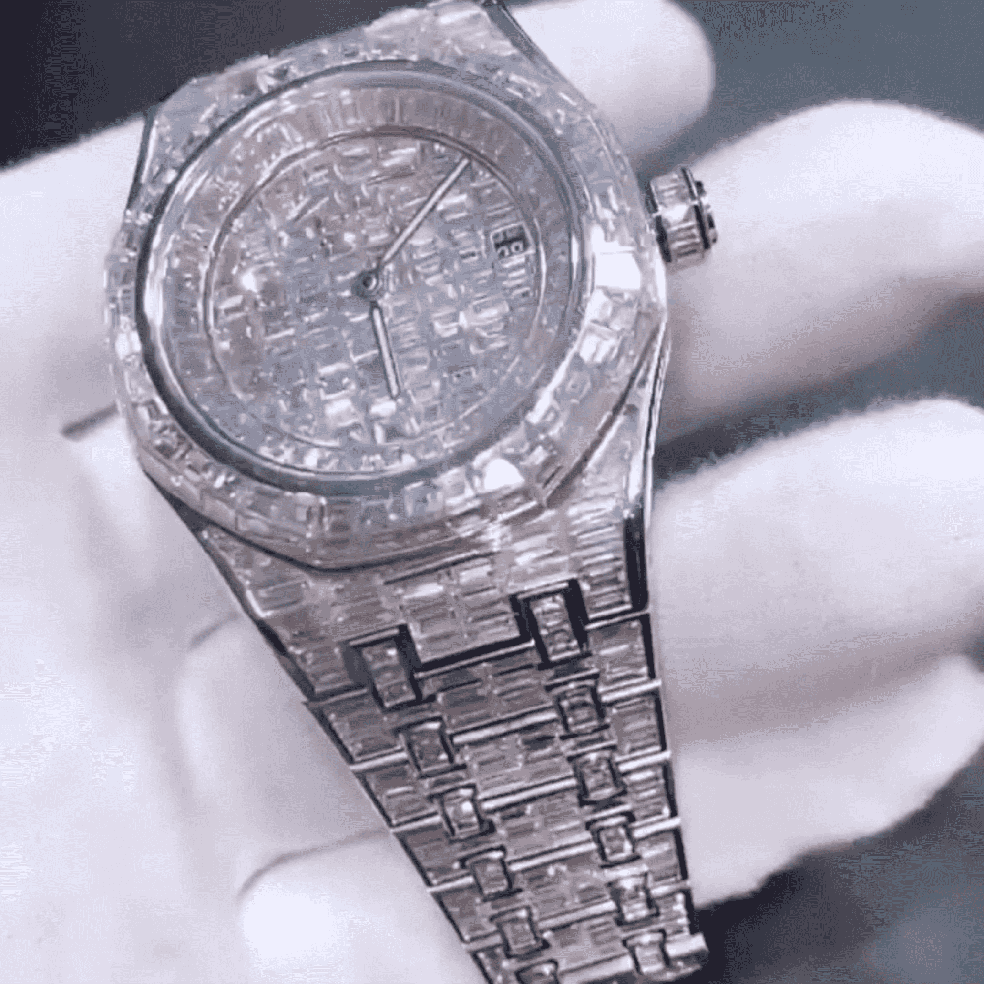 Diamond-Look Moissanite Bust Down Iced Out Watch 1 Diamond-Look Moissanite Bust Down Iced Out Watch