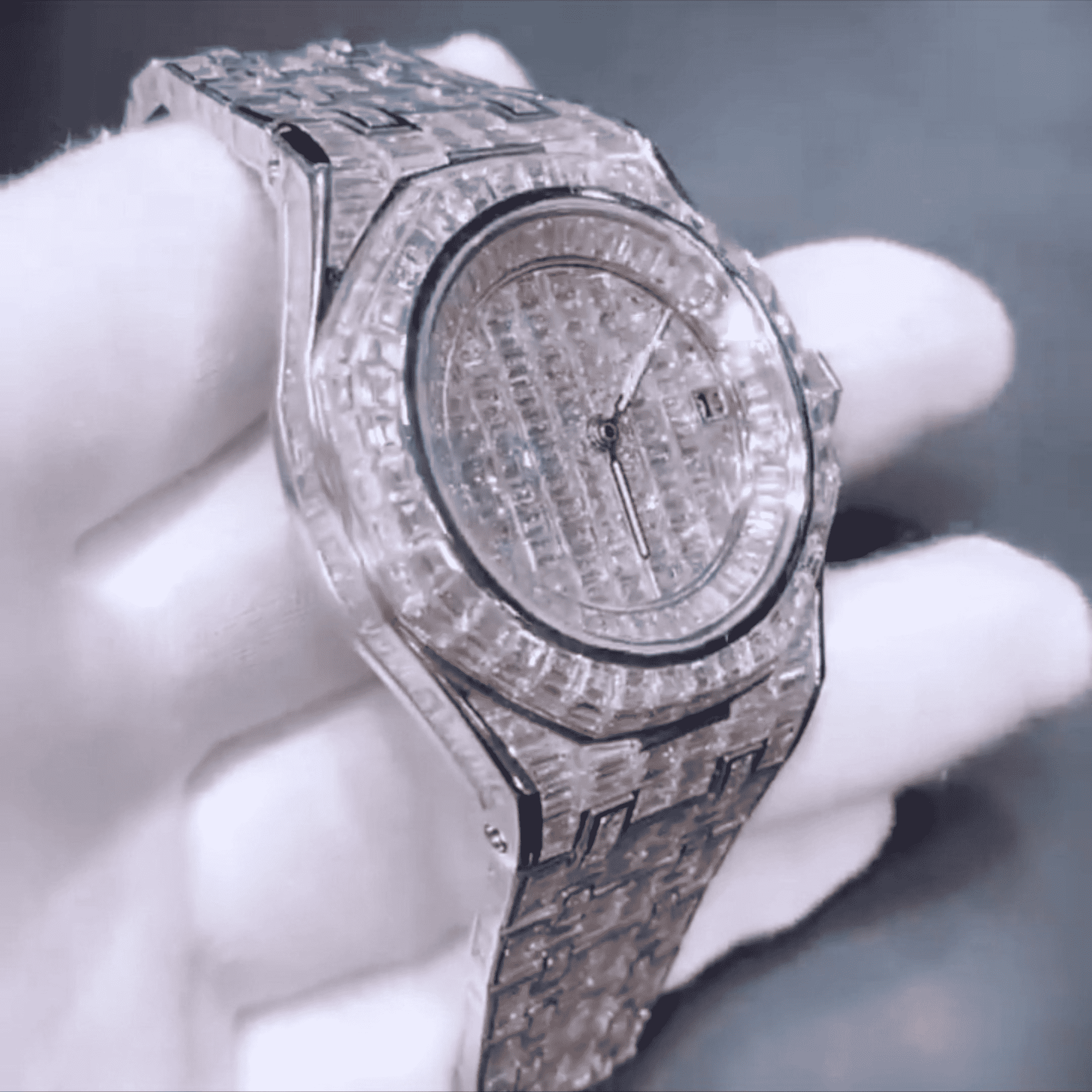 Diamond-Look Moissanite Bust Down Iced Out Watch 4 Diamond-Look Moissanite Bust Down Iced Out Watch - Image 4