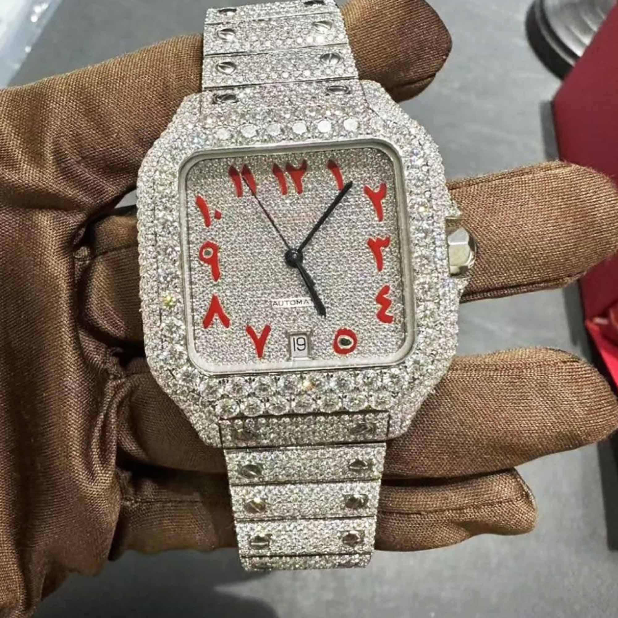 Custom Arabic Dial Square Case Bust Down Watch – VVS Moissanite Flooded Automatic Style 1 Custom Arabic Dial Square Case Bust Down Watch – VVS Moissanite Flooded Automatic Style