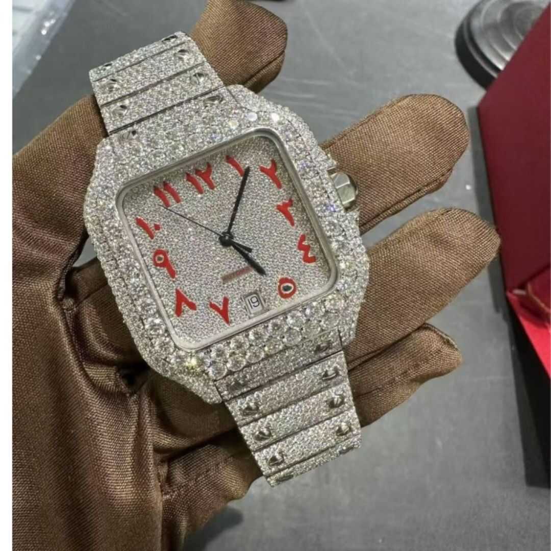 Custom Arabic Dial Square Case Bust Down Watch – VVS Moissanite Flooded Automatic Style 3 Custom Arabic Dial Square Case Bust Down Watch – VVS Moissanite Flooded Automatic Style - Image 3