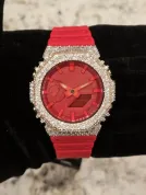 IcedJewelz "Crimson Frost" Custom Octagon Digital – Two-Tone VVS1 Moissanite Edition
